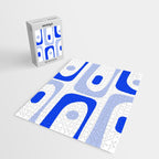 Mid Century Modern Piquet Abstract Pattern Royal Blue Light Blue White Jigsaw Puzzle Gallery Image 2