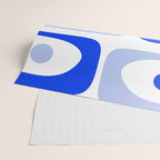 Mid Century Modern Piquet Abstract Pattern Royal Blue Light Blue White Wrapping Paper Gallery Image 2