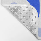 Mid Century Modern Piquet Abstract Pattern Royal Blue Light Blue White Bath Mat Gallery Image 2