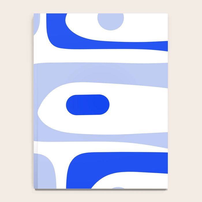 Mid Century Modern Piquet Abstract Pattern Royal Blue Light Blue White Notebook Gallery Image 4