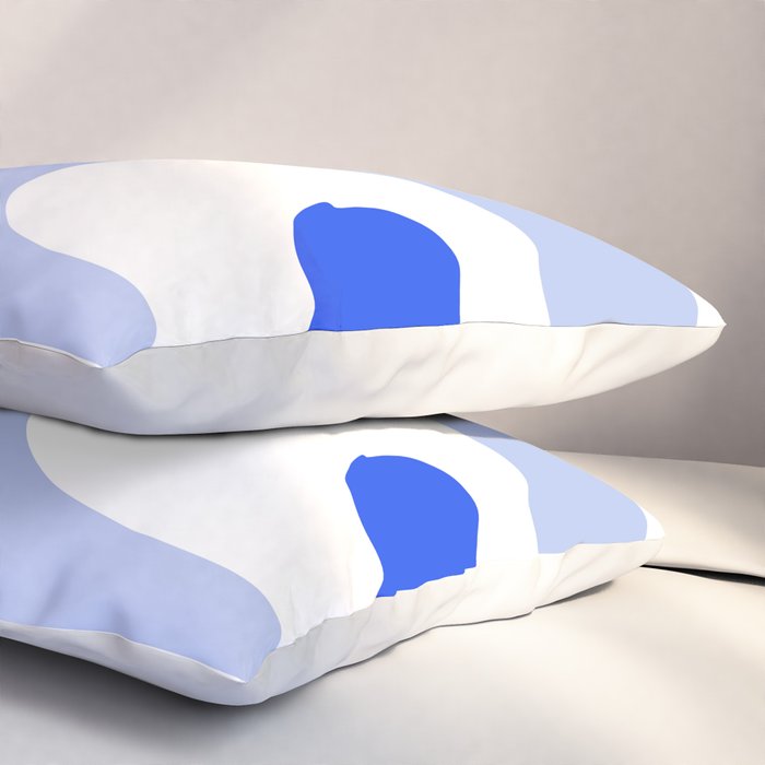 Mid Century Modern Piquet Abstract Pattern Royal Blue Light Blue White Pillow Sham Gallery Image 3