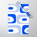 Mid Century Modern Piquet Abstract Pattern Royal Blue Light Blue White Wrapping Paper Gallery Image 1