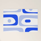 Mid Century Modern Piquet Abstract Pattern Royal Blue Light Blue White Welcome Mat Gallery Image 1