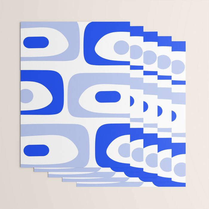 Mid Century Modern Piquet Abstract Pattern Royal Blue Light Blue White Wrapping Paper Gallery Image 3