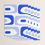 Mid Century Modern Piquet Abstract Pattern Royal Blue Light Blue White Wrapping Paper Gallery Image 3