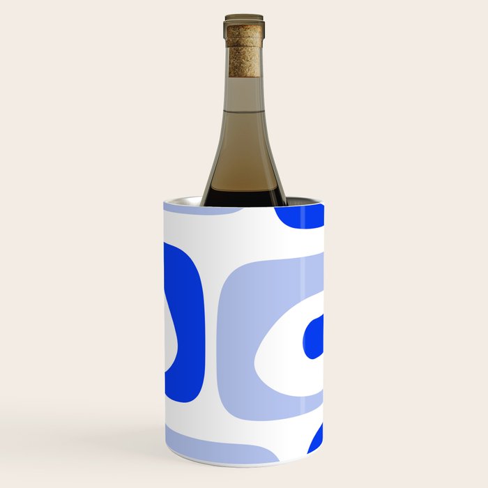 Mid Century Modern Piquet Abstract Pattern Royal Blue Light Blue White Wine Chiller Gallery Image 1