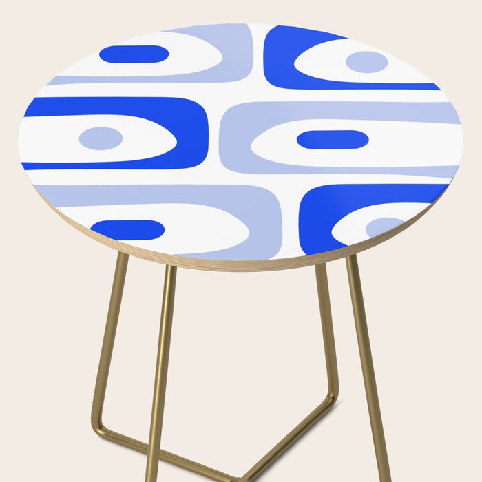 Mid Century Modern Piquet Abstract Pattern Royal Blue Light Blue White Side Table Gallery Image 2