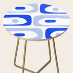 Mid Century Modern Piquet Abstract Pattern Royal Blue Light Blue White Side Table Gallery Image 2