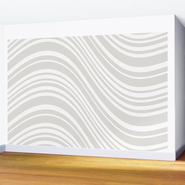 Wavy Stripes XLII - Grey and White Wall Mural Gallery Image 2