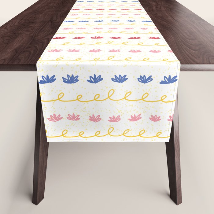 Abstract Cookie Pattern Doodle in White & Pink Table Runner Gallery Image 1