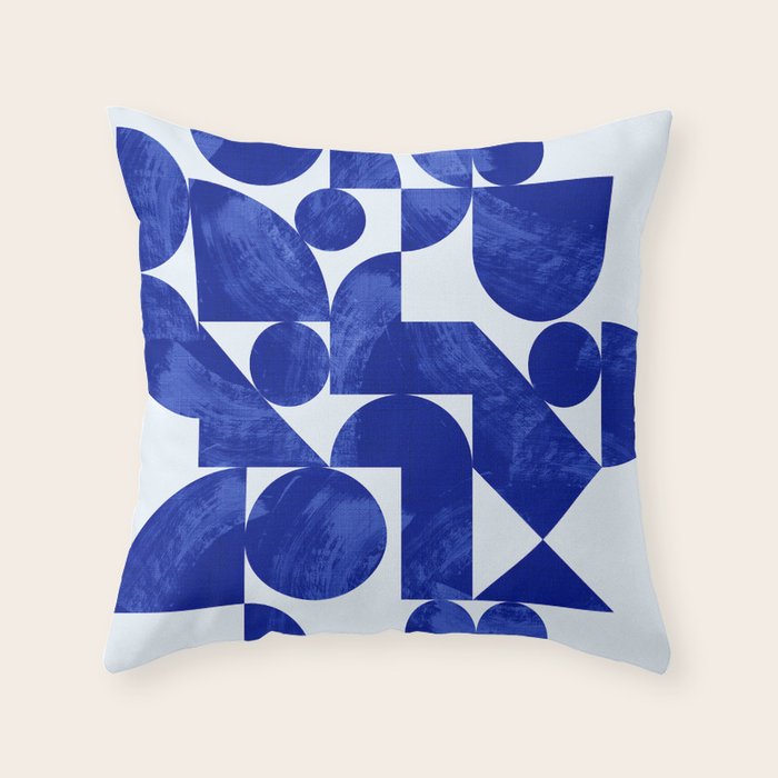 blue hues geometric Throw Pillow Gallery Image 1