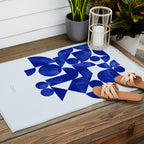 blue hues geometric Outdoor Rug Gallery Image 2
