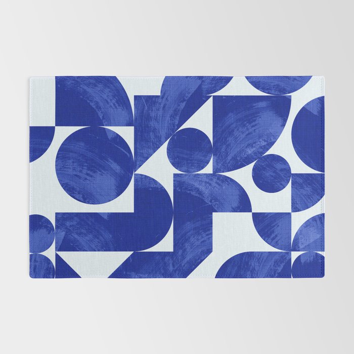 blue hues geometric Rug Gallery Image 2