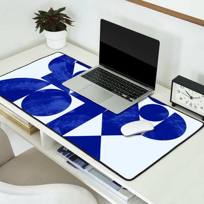 blue hues geometric Desk Mat Gallery Image 2