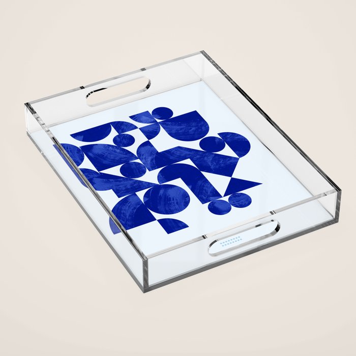 blue hues geometric Acrylic Tray Gallery Image 1