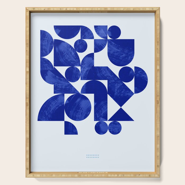 blue hues geometric Serving Tray Gallery Image 1