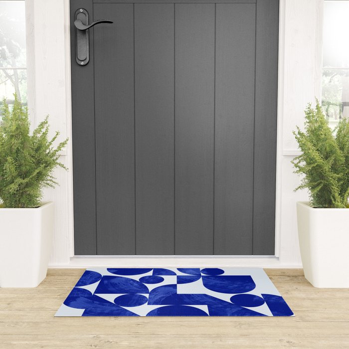 blue hues geometric Welcome Mat Gallery Image 3