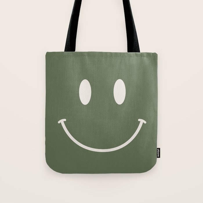 Smile Muted Green Tote Bag Gallery Image 1