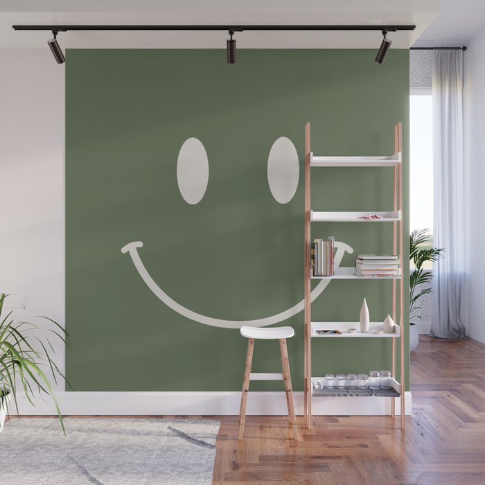 Smile Muted Green Wall Mural Gallery Image 1