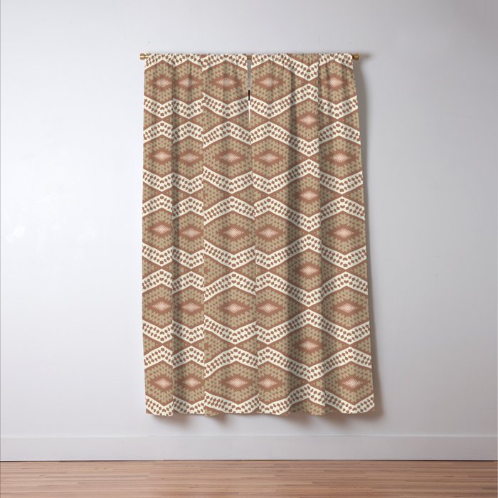 Ikat Hand-cut Pattern 1 Inspired by PANTONE 17 1230 Mocha Mousse Window Curtain Gallery Image 3