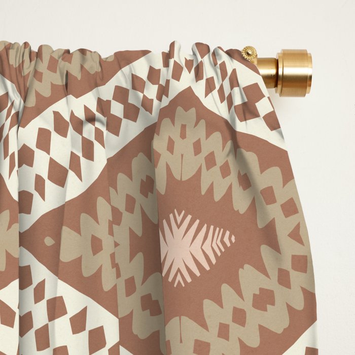 Ikat Hand-cut Pattern 1 Inspired by PANTONE 17 1230 Mocha Mousse Window Curtain Gallery Image 2