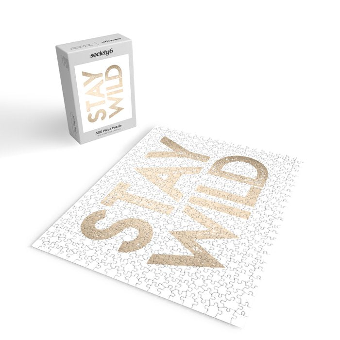 Stay Wild White Gold Quote Jigsaw Puzzle Gallery Image 2