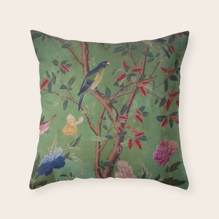 Green Dream Chinoiserie Throw Pillow Gallery Image 1