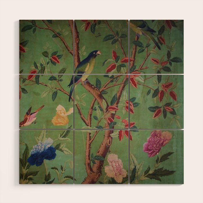 Green Dream Chinoiserie Wood Wall Art Gallery Image 1