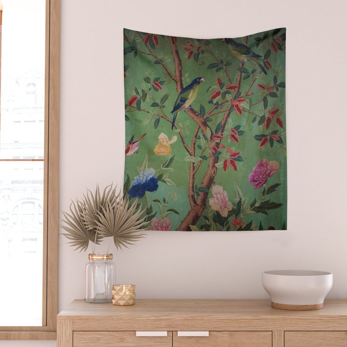 Green Dream Chinoiserie Wall Tapestry Gallery Image 2