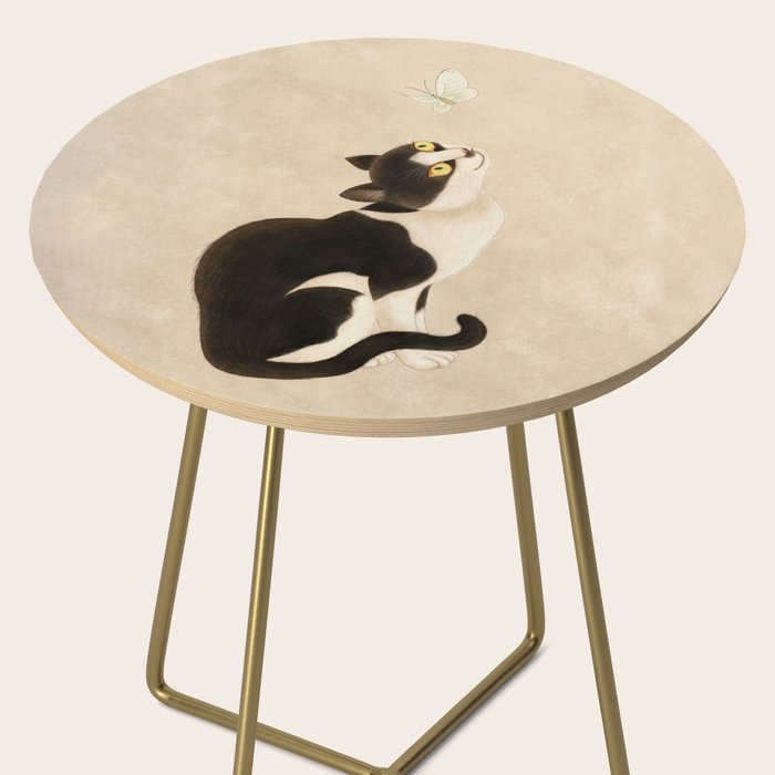 Minhwa: cat & butterfly (Korean traditional/folk art) Side Table Gallery Image 2