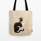 Minhwa: cat & butterfly (Korean traditional/folk art) Tote Bag Gallery Image 1