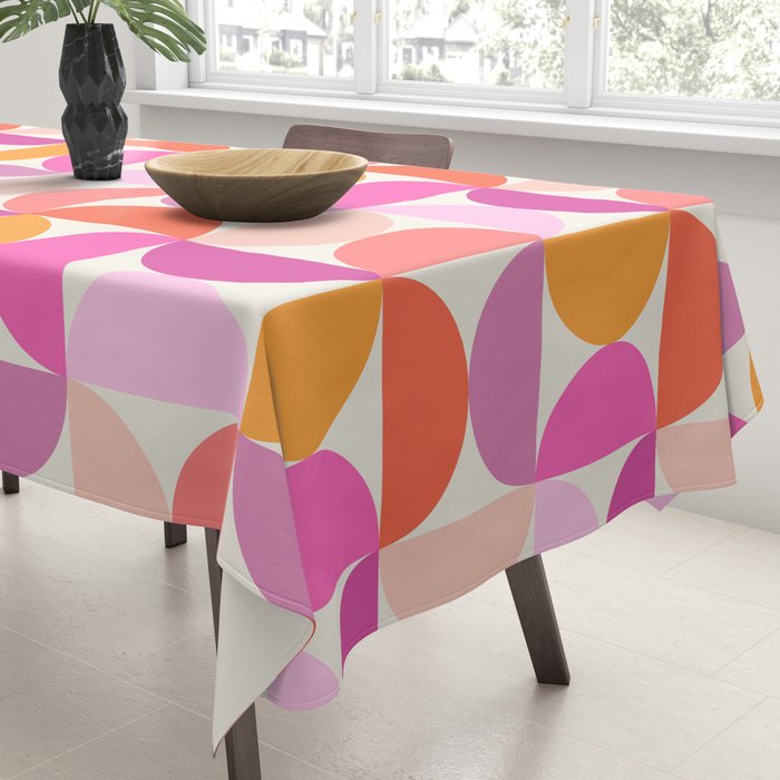 Mid Century Modern Shapes - Pink Tablecloth Gallery Image 3