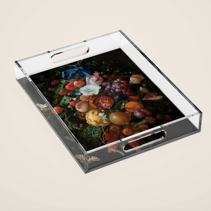 Antique Botanical IV [antique painting remixed] Acrylic Tray Gallery Image 1