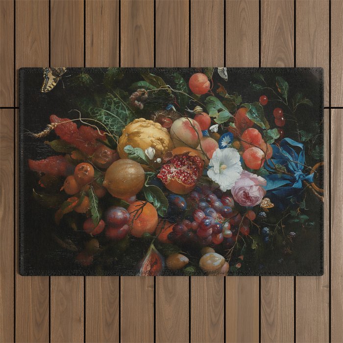 Antique Botanical IV [antique painting remixed] Outdoor Rug Gallery Image 1
