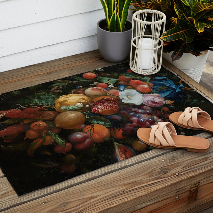 Antique Botanical IV [antique painting remixed] Outdoor Rug Gallery Image 2