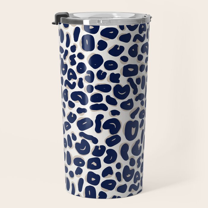 Leopard Print Abstractions - Navy Travel Mug Gallery Image 3