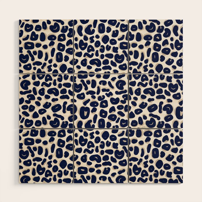 Leopard Print Abstractions - Navy Wood Wall Art Gallery Image 1