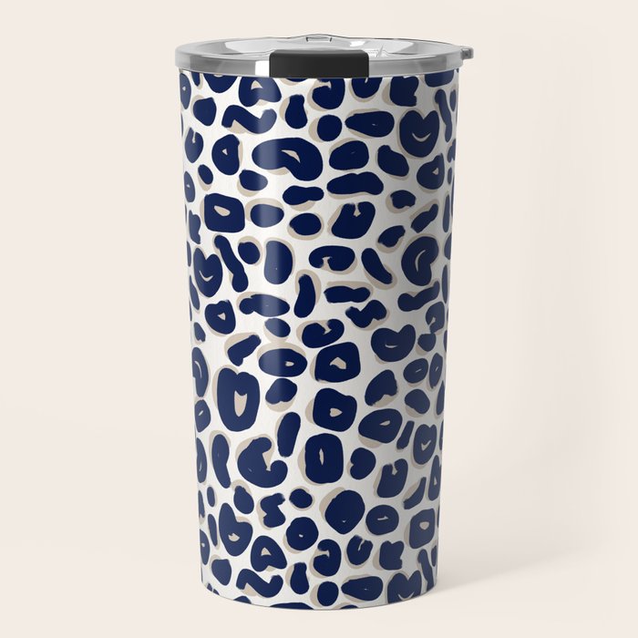 Leopard Print Abstractions - Navy Travel Mug Gallery Image 1