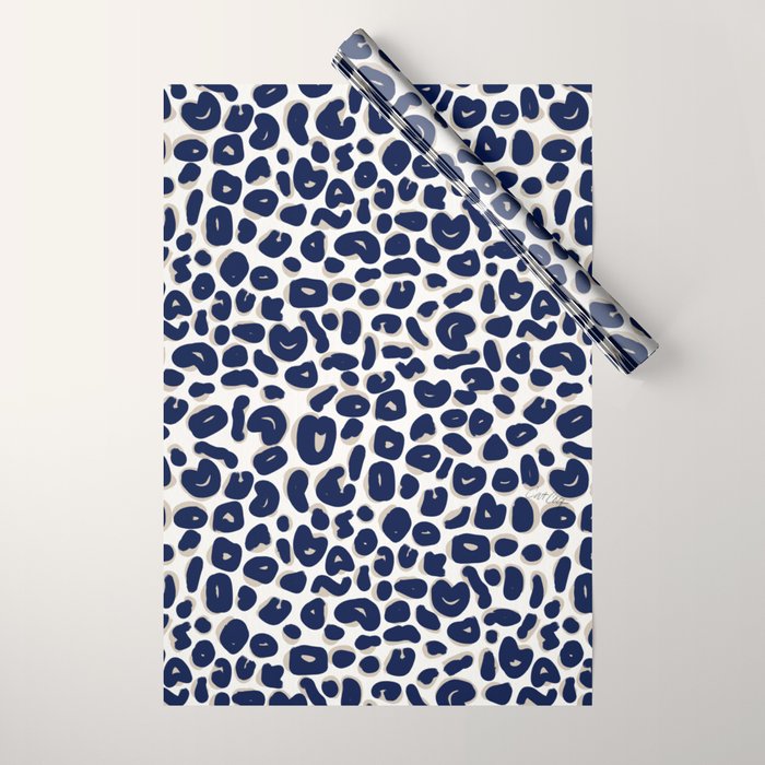 Leopard Print Abstractions - Navy Wrapping Paper Gallery Image 1