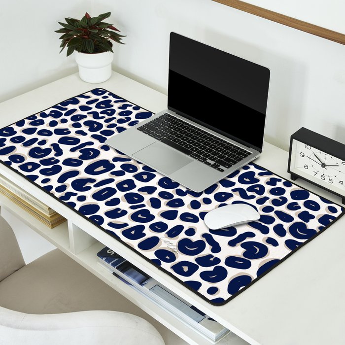 Leopard Print Abstractions - Navy Desk Mat Gallery Image 2