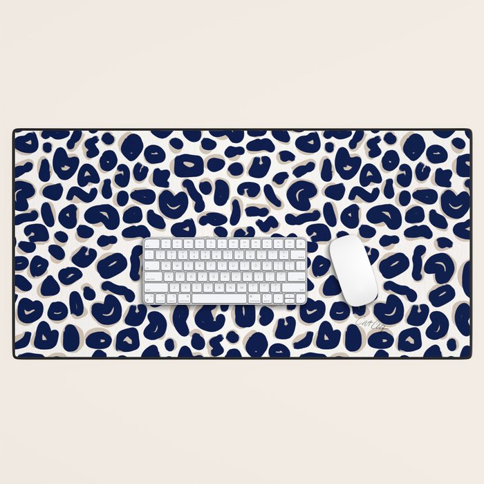 Leopard Print Abstractions - Navy Desk Mat Gallery Image 1