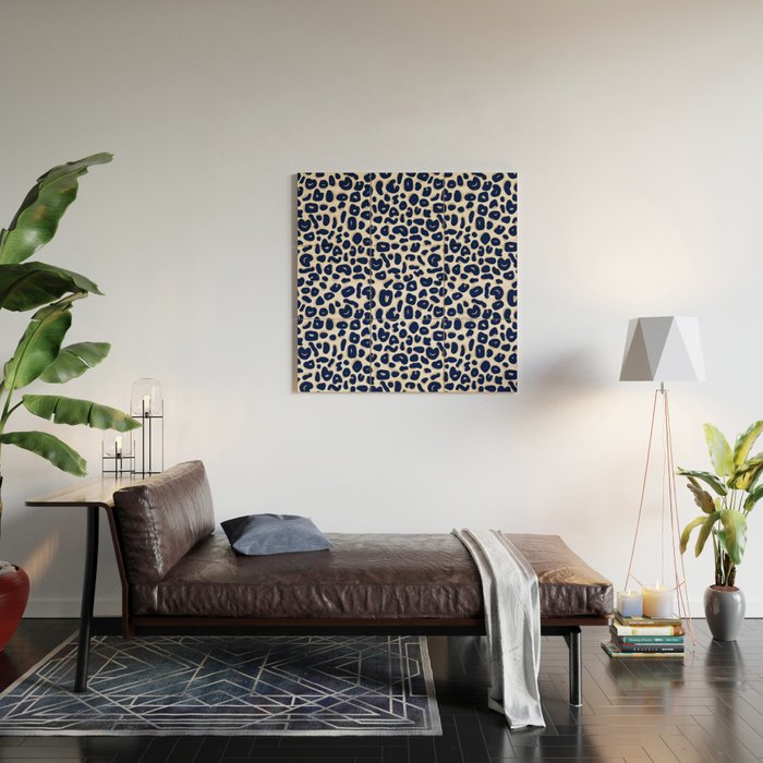 Leopard Print Abstractions - Navy Wood Wall Art Gallery Image 2