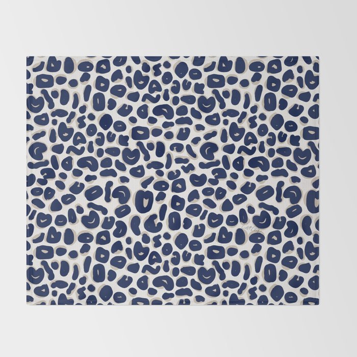 Leopard Print Abstractions - Navy Throw Blanket Gallery Image 2