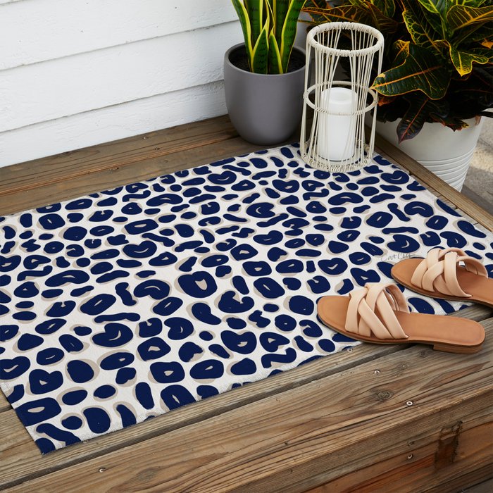 Leopard Print Abstractions - Navy Outdoor Rug Gallery Image 2