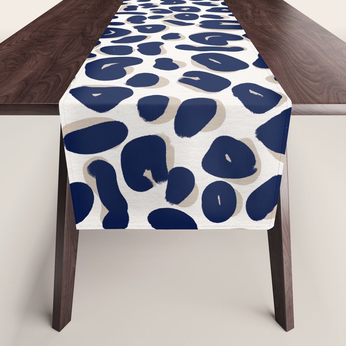 Leopard Print Abstractions - Navy Table Runner Gallery Image 1