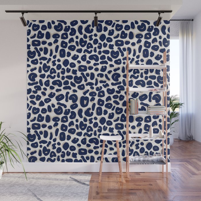 Leopard Print Abstractions - Navy Wall Mural Gallery Image 1