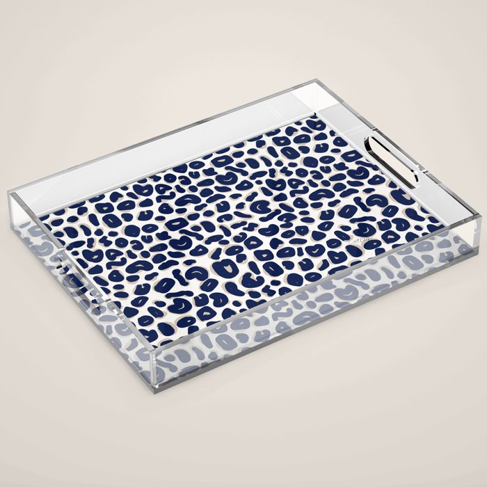 Leopard Print Abstractions - Navy Acrylic Tray Gallery Image 1
