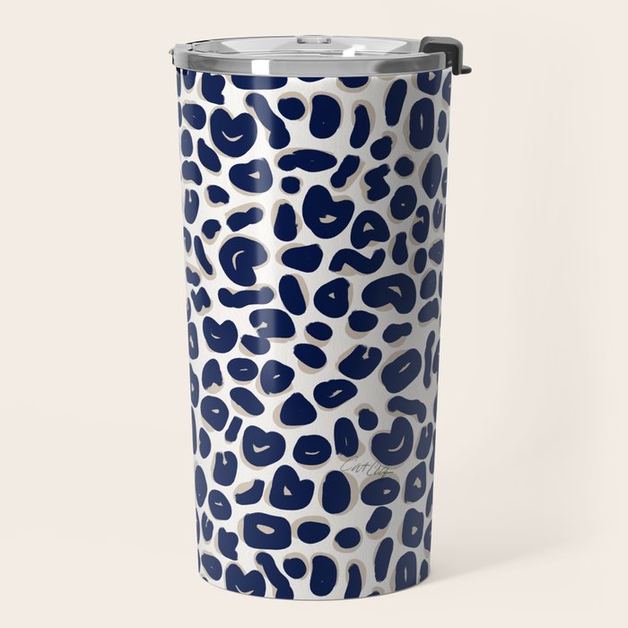 Leopard Print Abstractions - Navy Travel Mug Gallery Image 2