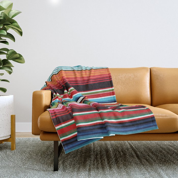 Sarape mexican blanket vibrant southwest modern serape pattern Throw Blanket Gallery Image 1