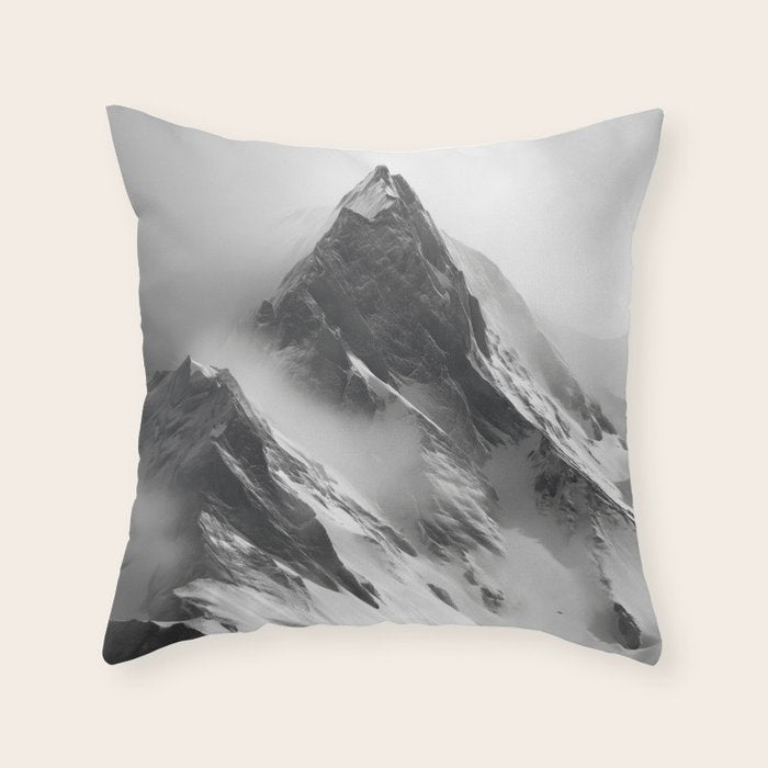 Alpine Silence - Minimalist Snowy Peak Wall Art Throw Pillow Gallery Image 6